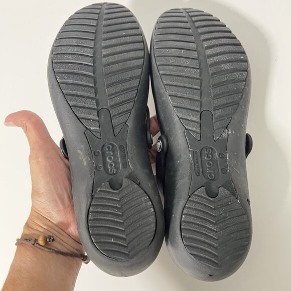 Crocs Alice Work Mary Jane Ballet Flats Women's Size 9 Black Comfort Shoes - Picture 12 of 13
